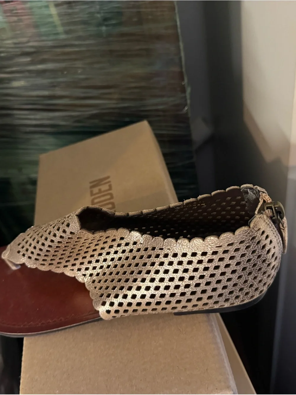 Women’s Beige Crochet Toe-Post Sandal